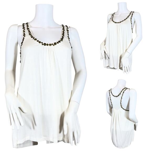 Twenty-One Brand Studded Ivory Lightweight Tank SZ M $49 - Picture 1 of 10